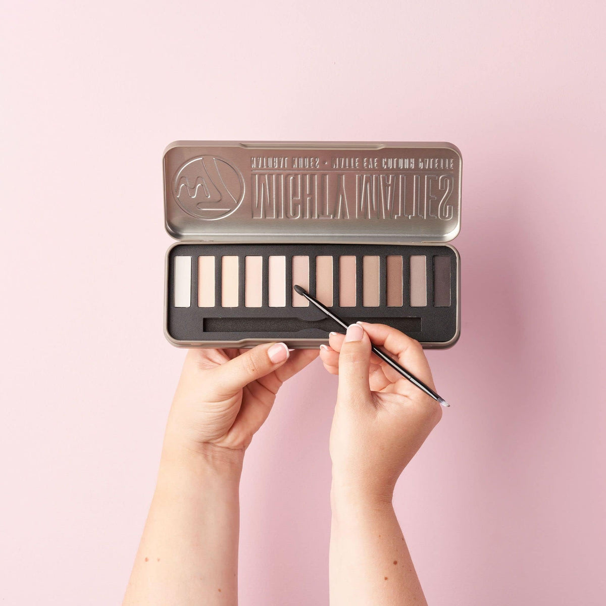W7 Mighty Mattes Eyeshadow Palette open showing vibrant colours