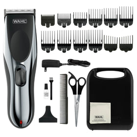 Wahl Clipper Rechargeable Hair Cutting Kit front view with accessories