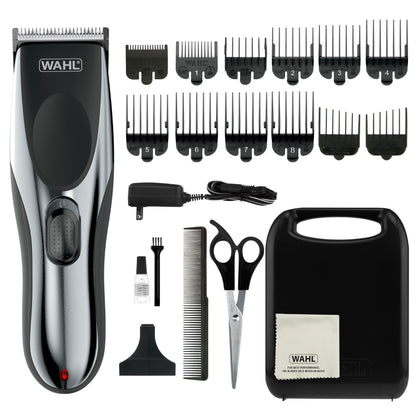 Wahl Clipper Rechargeable Hair Cutting Kit front view with accessories