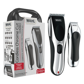 Wahl Cordless Chrome Pro Hair Clipper front view with stainless steel blades