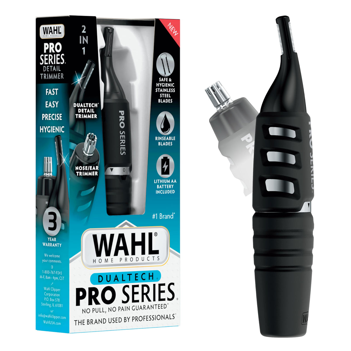 Wahl DualTech® Pro Series® 2 in 1 Eyebrow and Nose Hair Trimmer front view