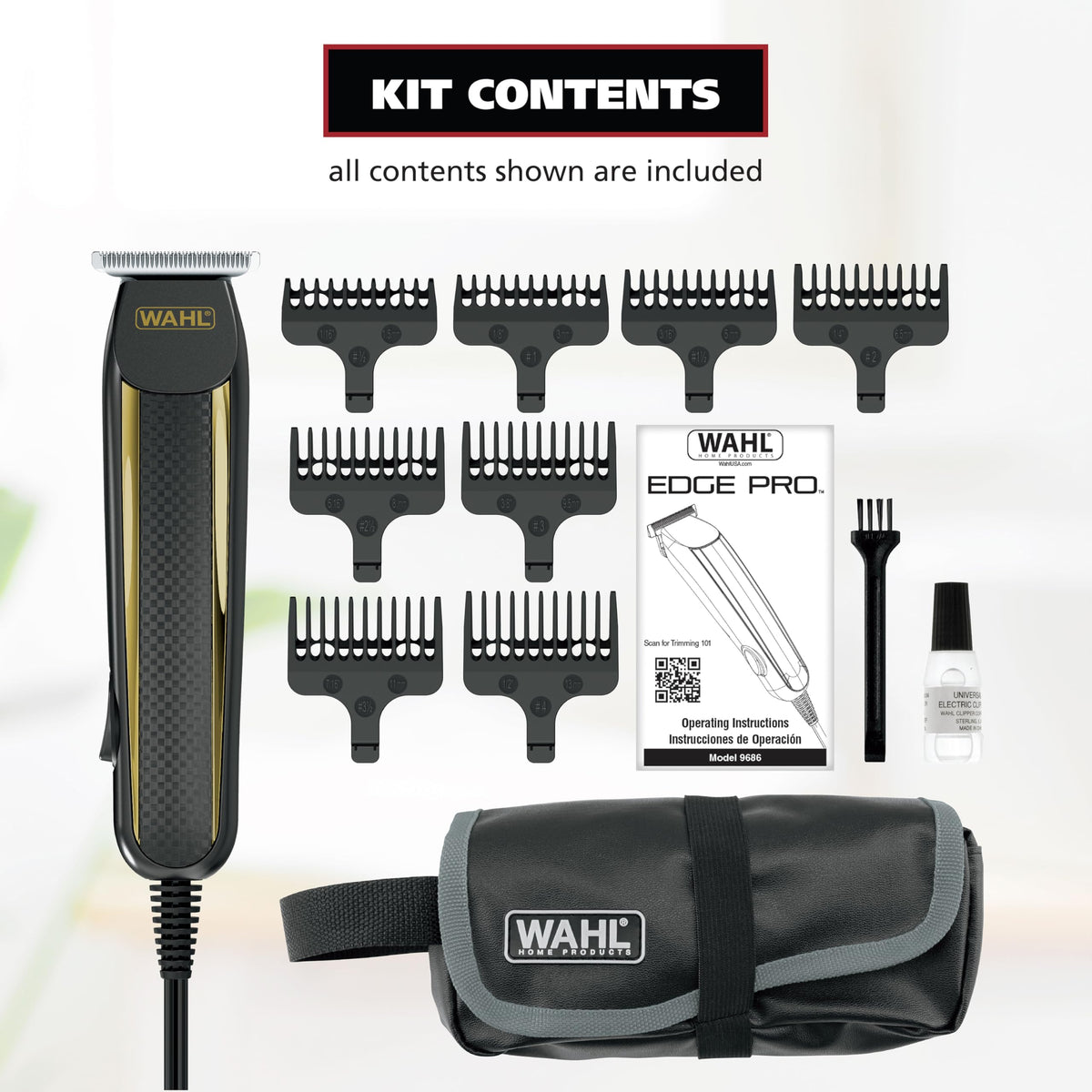 Wahl Edge Pro Corded Beard Trimmer with included storage bag