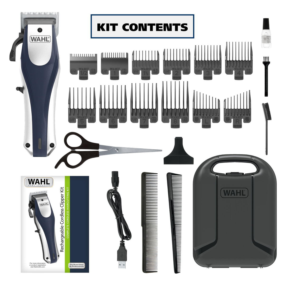 Wahl Lithium Ion Pro Cordless Hair Clippers with accessories