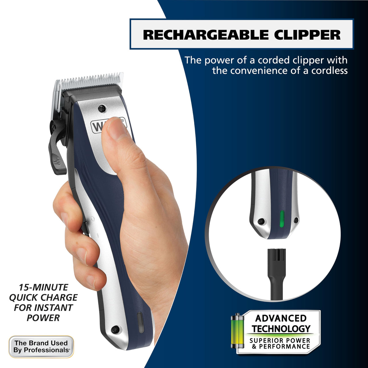 Wahl Lithium Ion Pro Cordless Hair Clippers with attachment guards