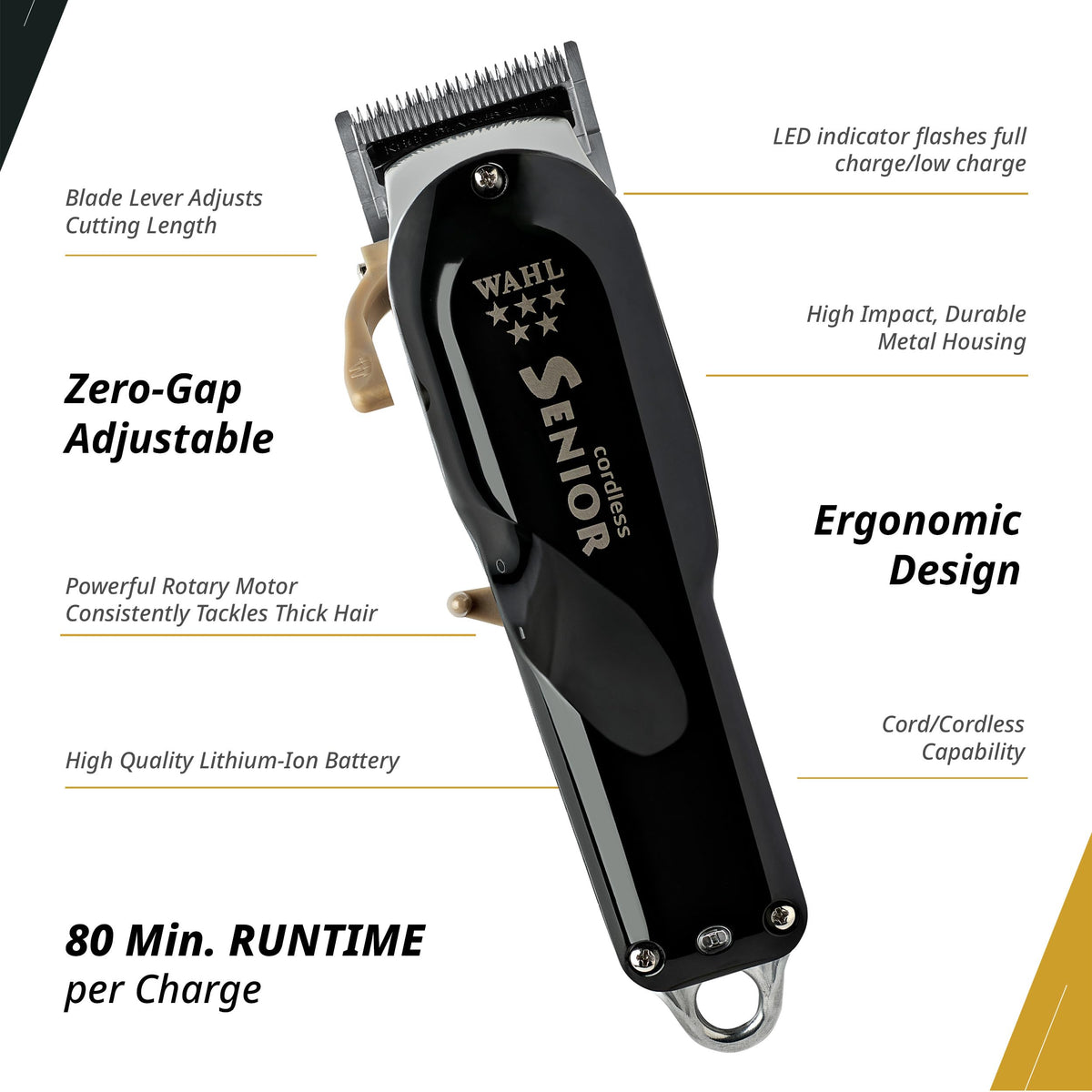 Wahl Professional Cordless Senior Clipper with charging cable