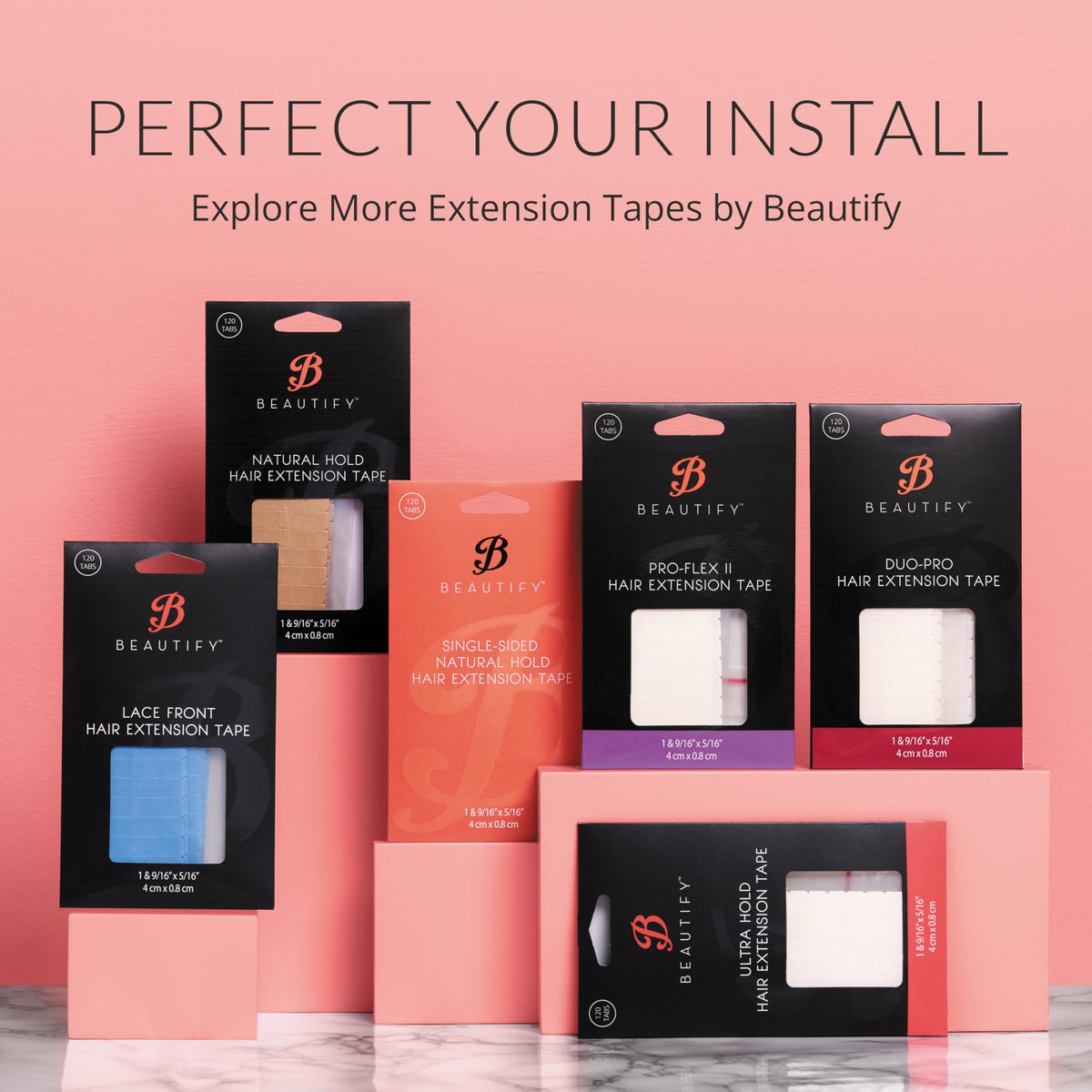 Walker Tape Beautify Ultra Hold Hair Extension Tabs in a beauty setting