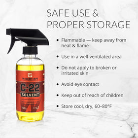 Walker Tape C-22 Adhesive Solvent Spray on a vanity