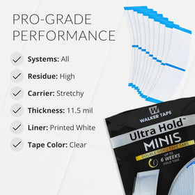 Walker Tape Ultra Hold Mini Tabs on a hairpiece