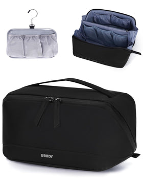 WANDF PU Leather Toiletry Bag front view with hanging pouch