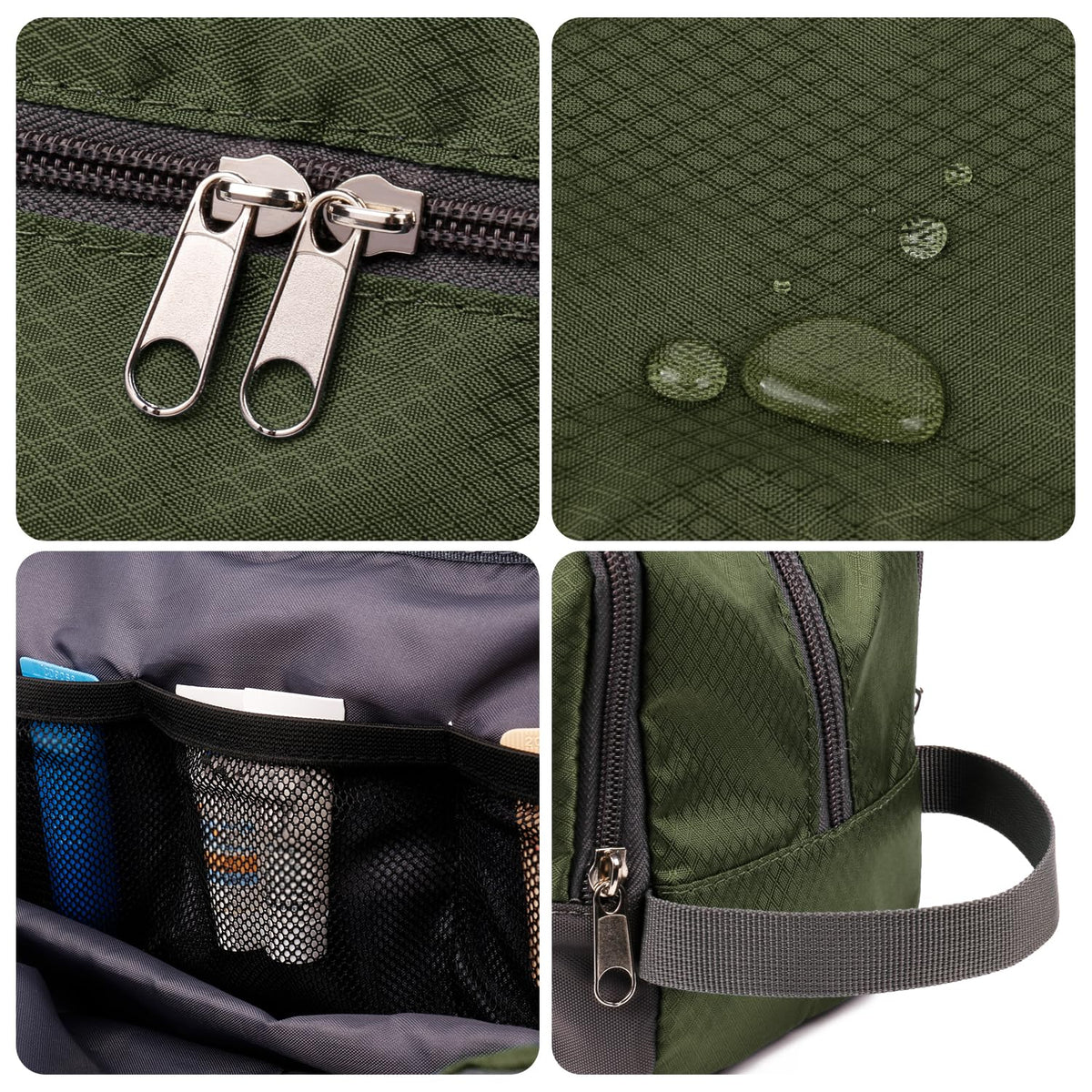 WANDF Travel Toiletry Bag compact size next to a travel suitcase