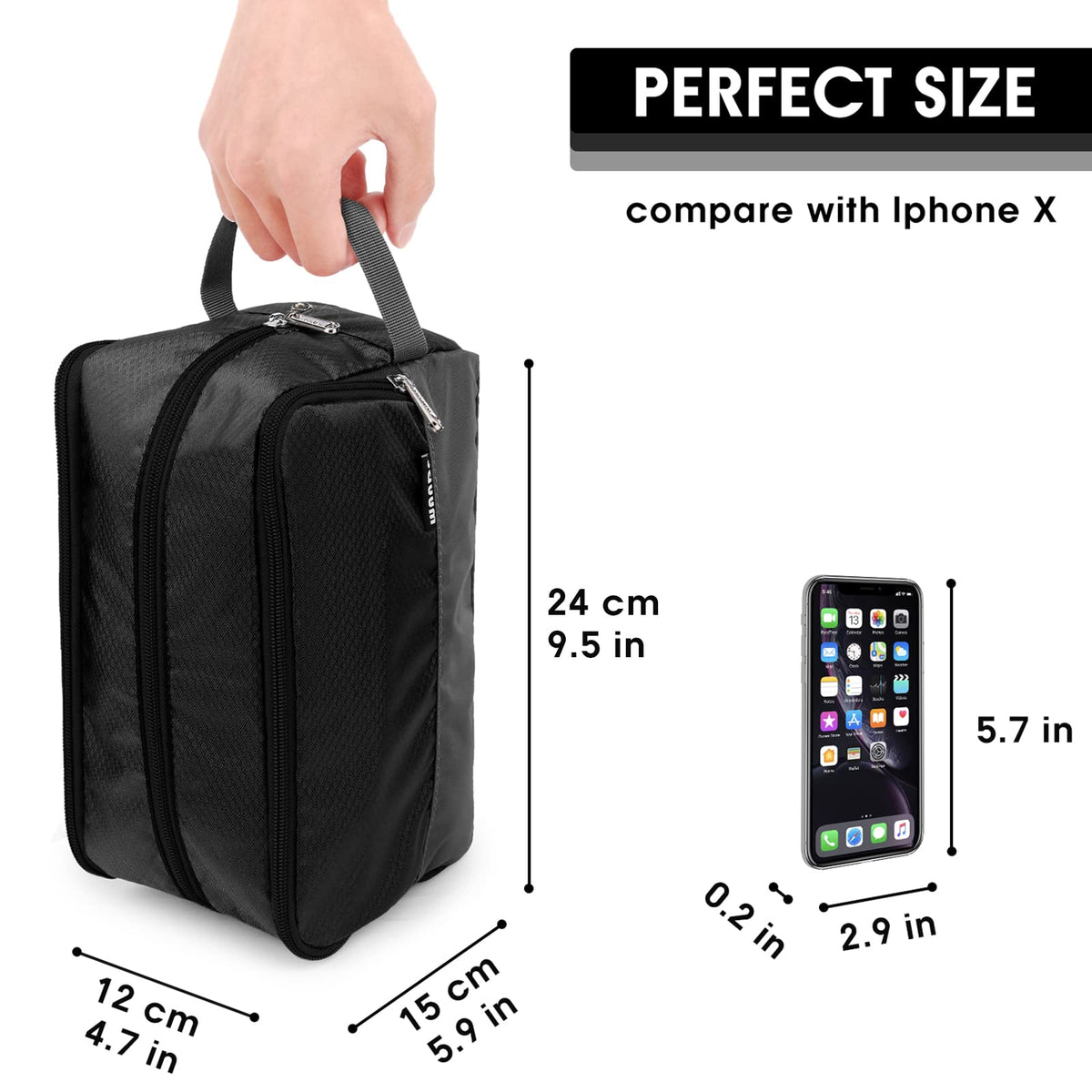 WANDF Travel Toiletry Bag opened with grooming essentials inside