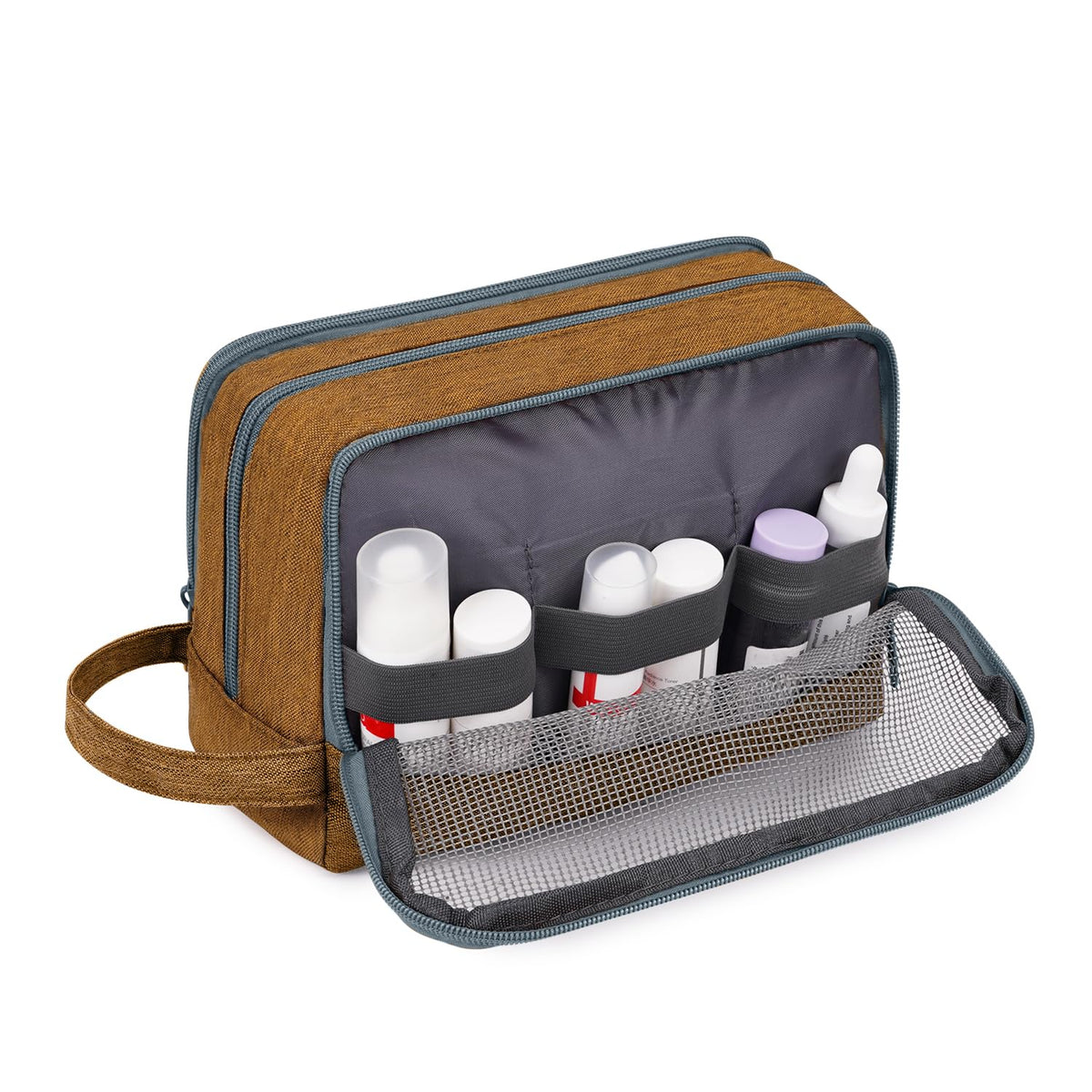 WANDF Travel Toiletry Bag showing water-resistant fabric