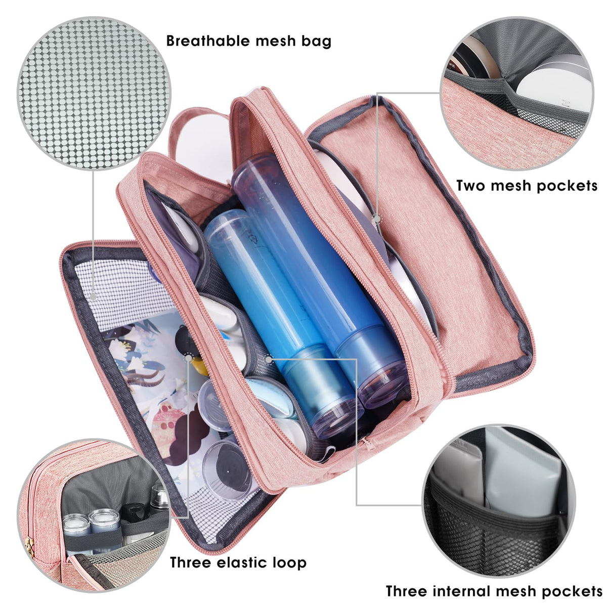 WANDF Travel Toiletry Bag side view with handle
