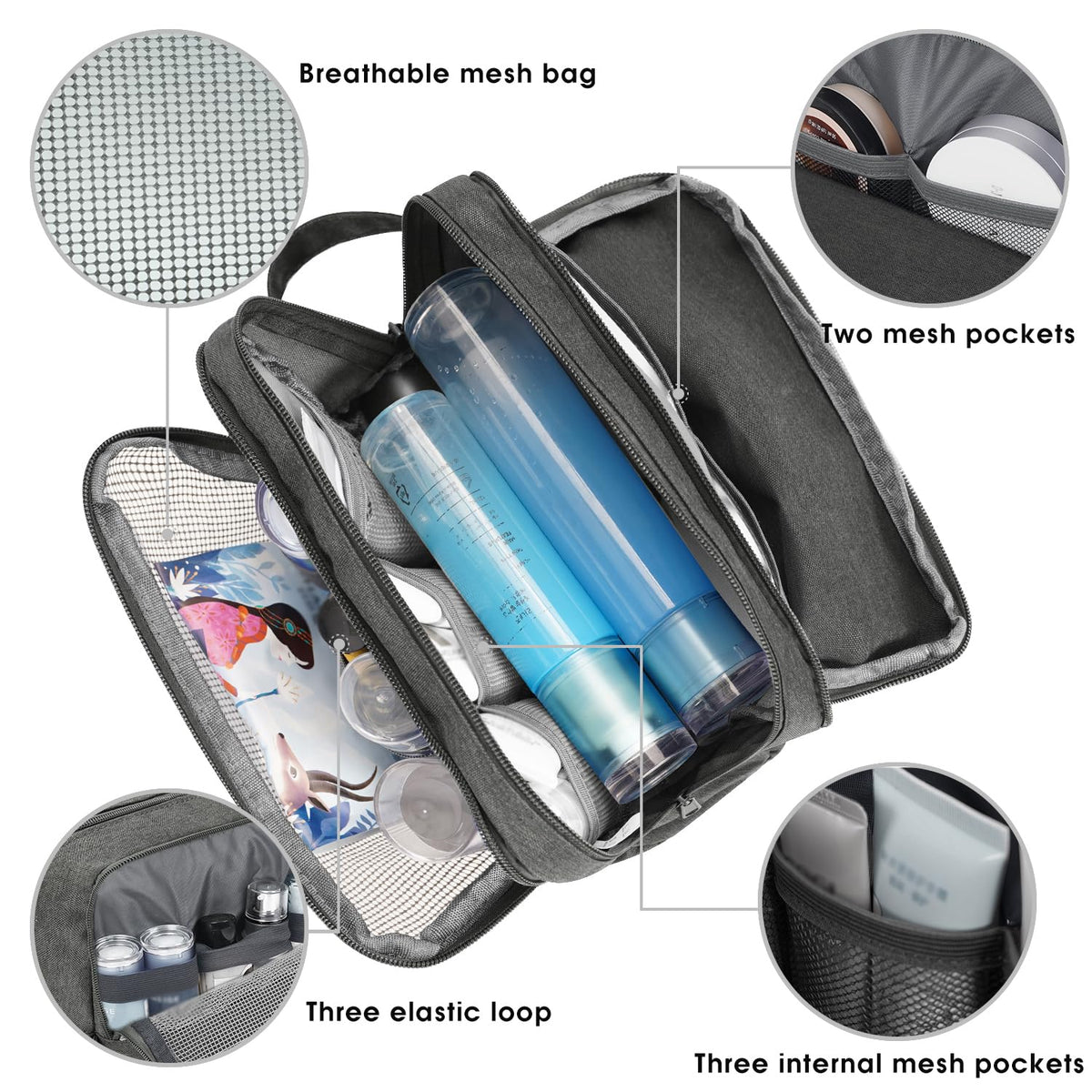 WANDF Travel Toiletry Bag side view with handle