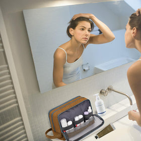 WANDF Travel Toiletry Bag with side handle for easy carrying