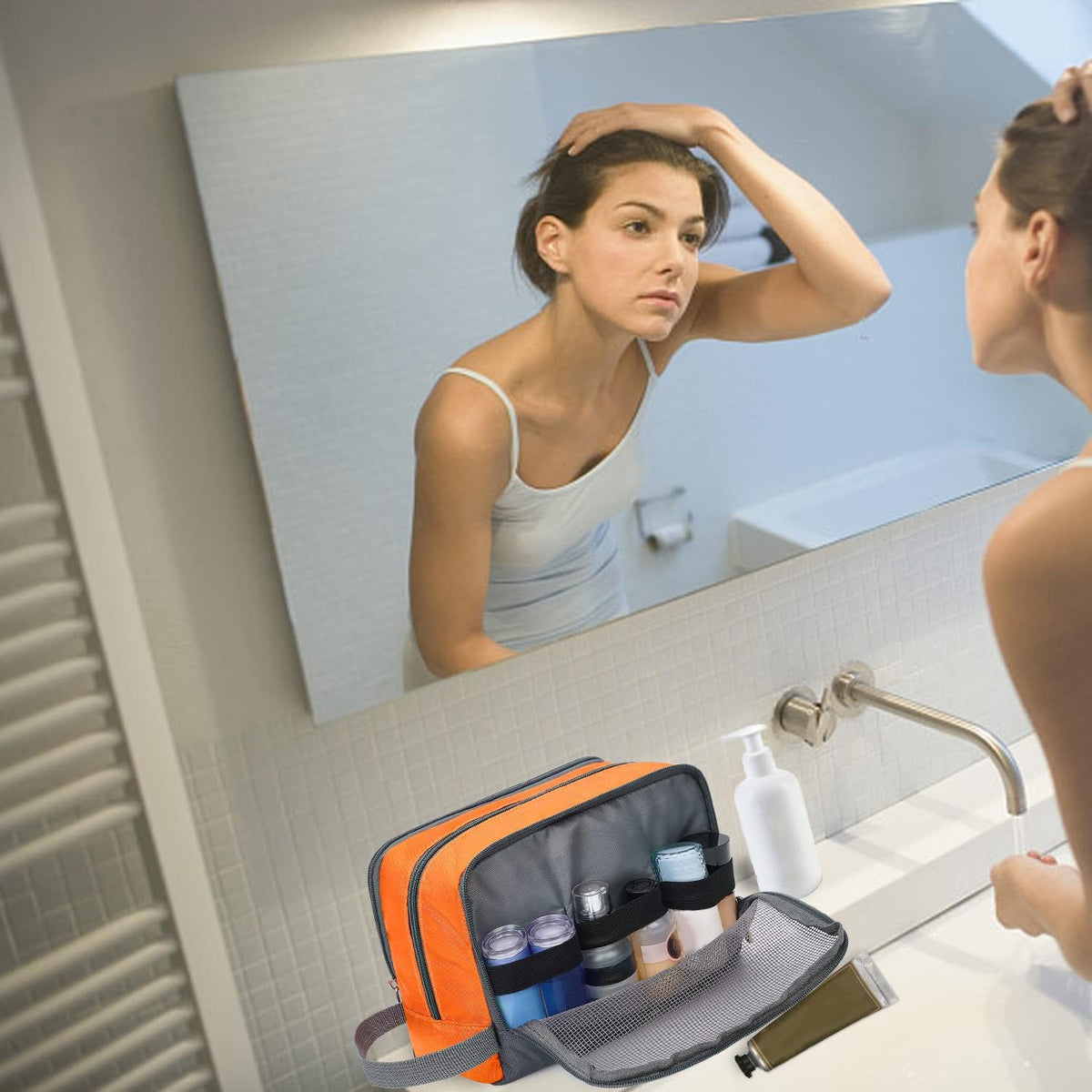 WANDF Travel Toiletry Bag with toiletries inside