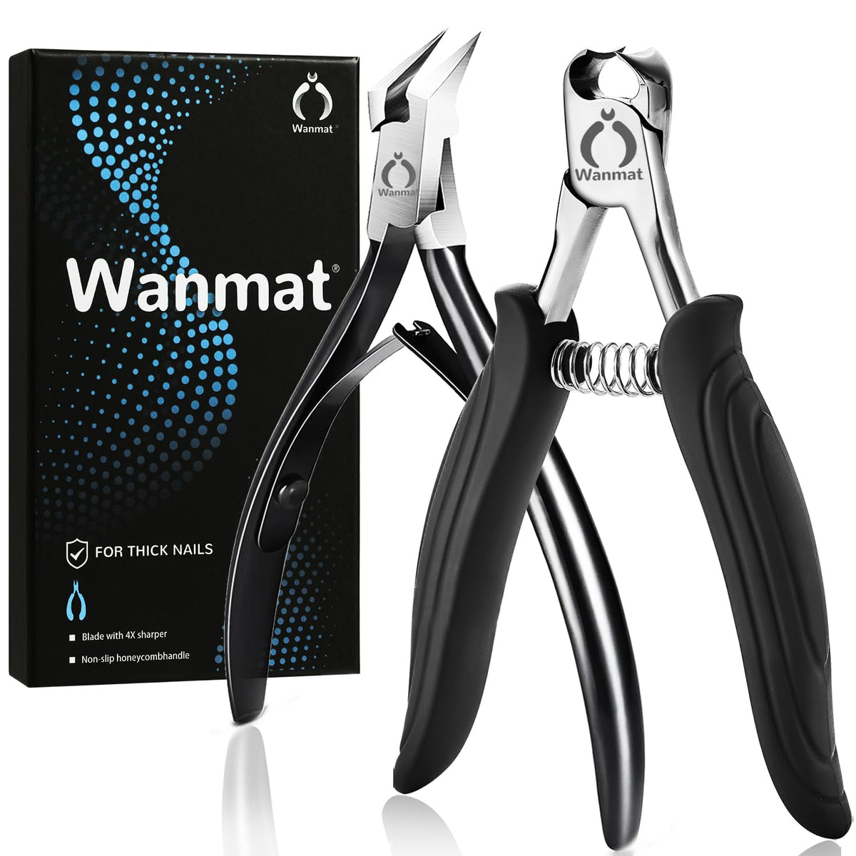 Wanmat Toenail Clippers front view with non-slip handle