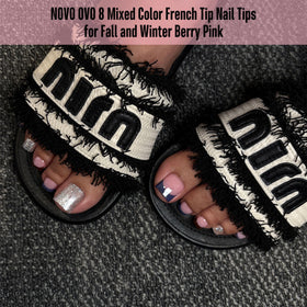 Warm Orange and Silver Glitter French Tip Toe Nail Tips