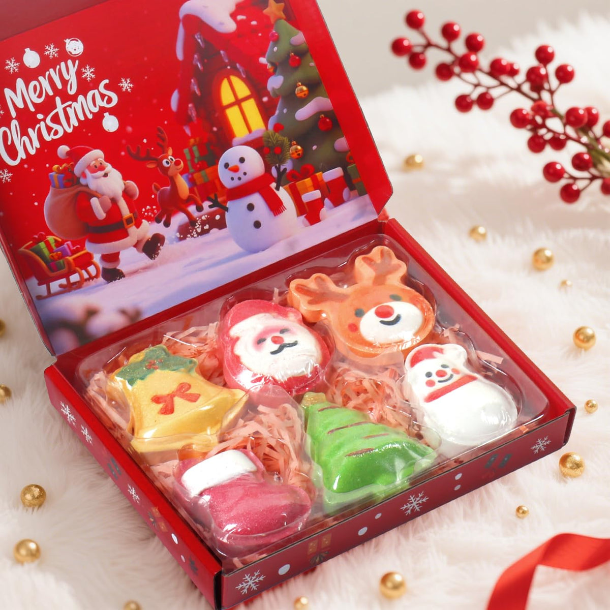 WARMLIFE Santa Claus bath bomb in festive packaging