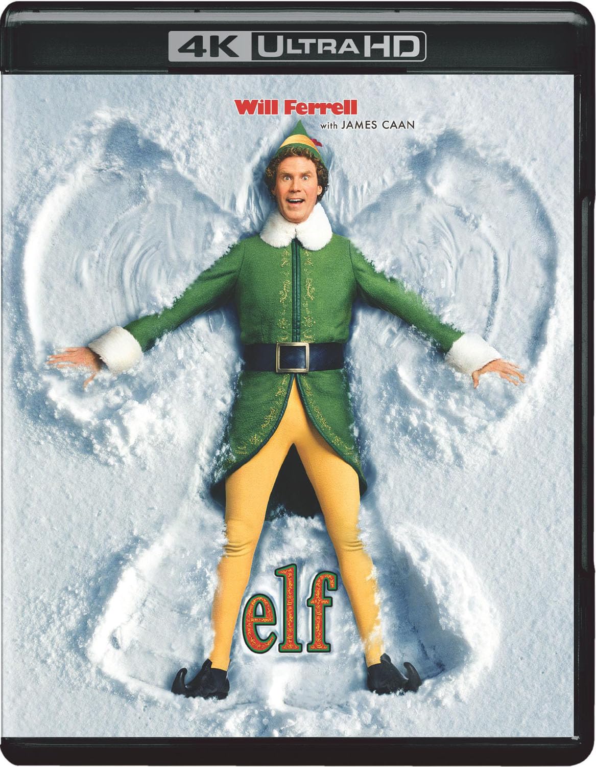 WARNER BROS Elf 4K Ultra HD + Blu-ray movie cover featuring Buddy in Christmas setting