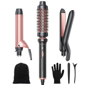 Wavytalk 3 in 1 Curling Wand Set with heated round brush