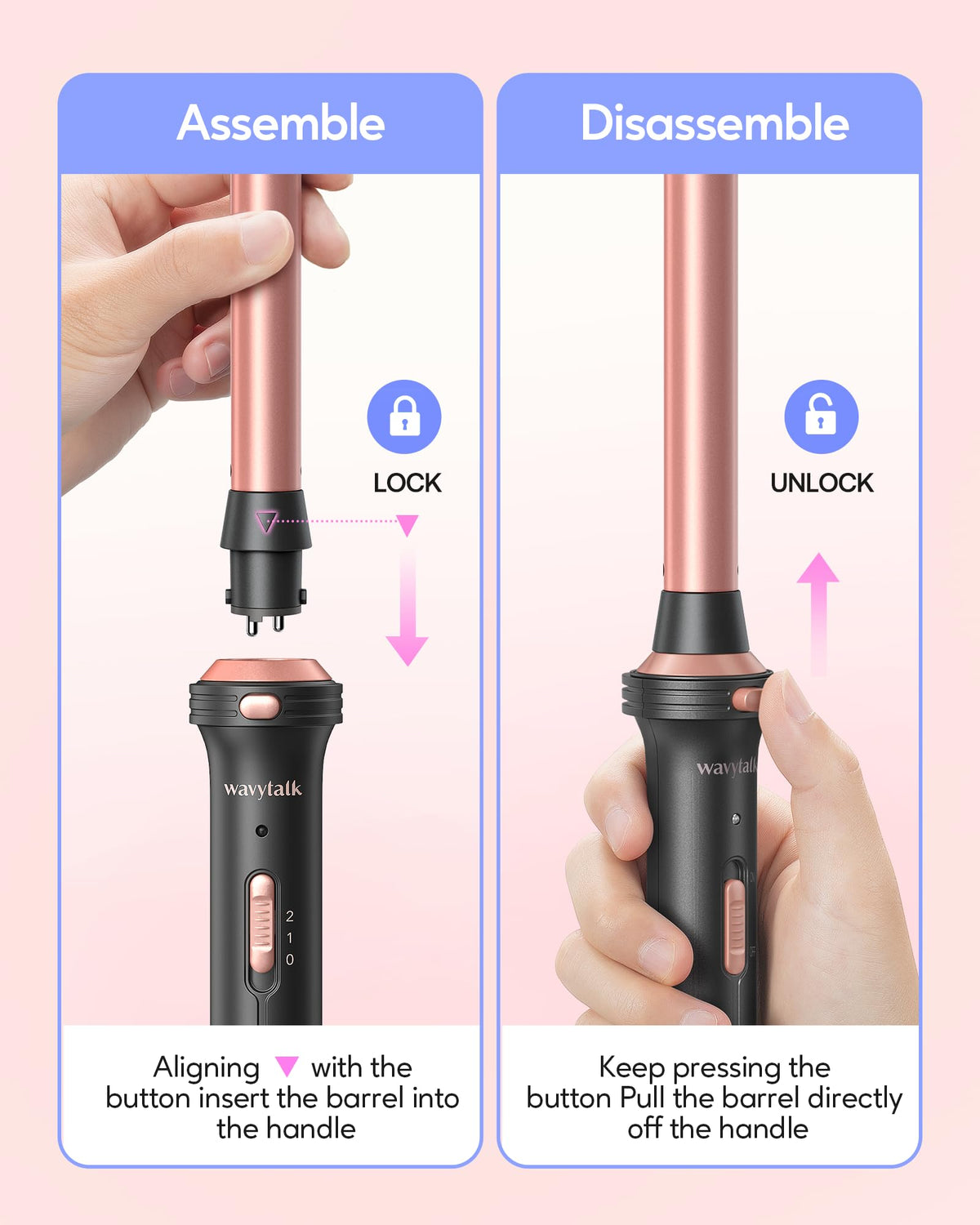 Wavytalk 5 in 1 Curling Iron Set accessories including glove and clips