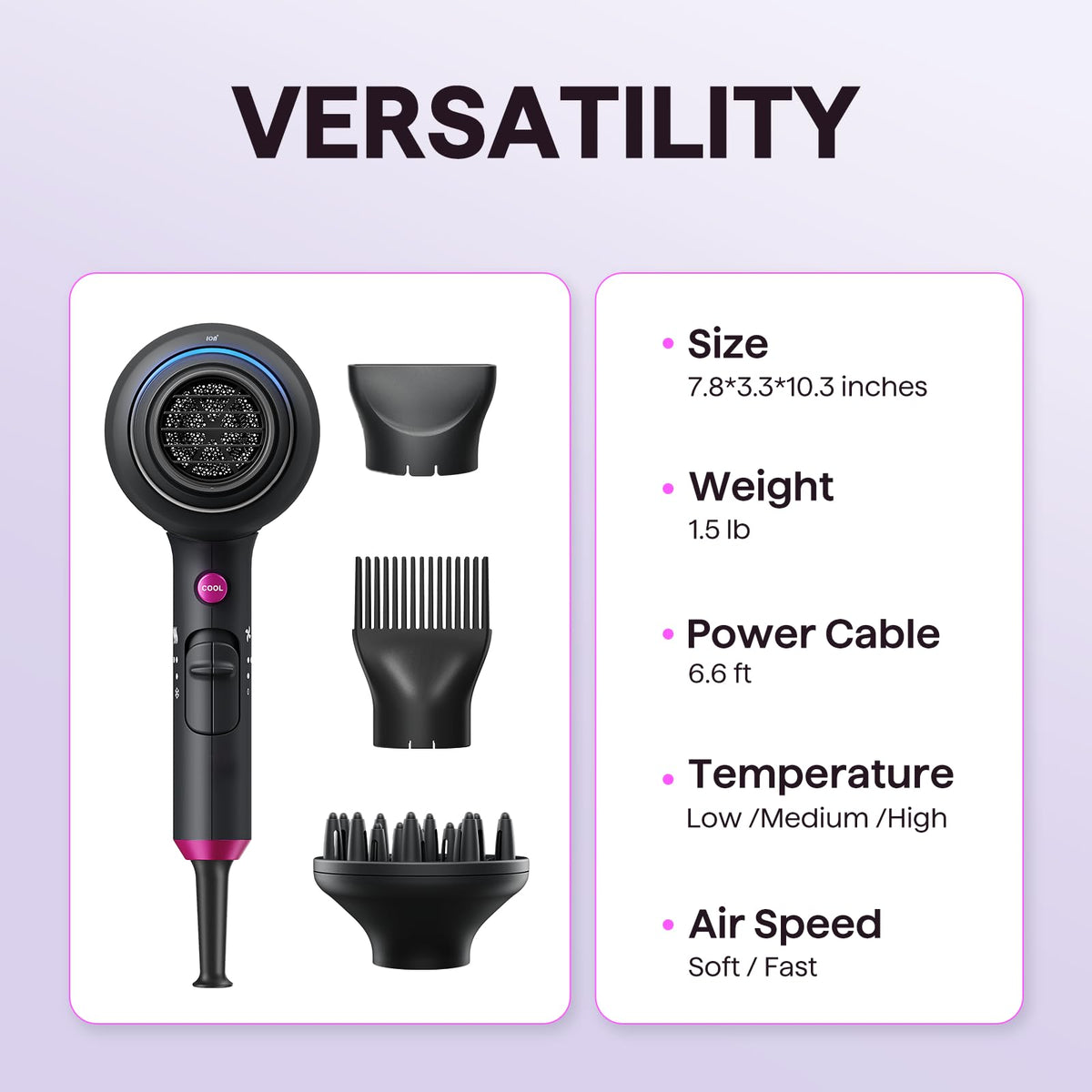 Wavytalk Blown Away Ionic Hair Dryer close-up of nozzle