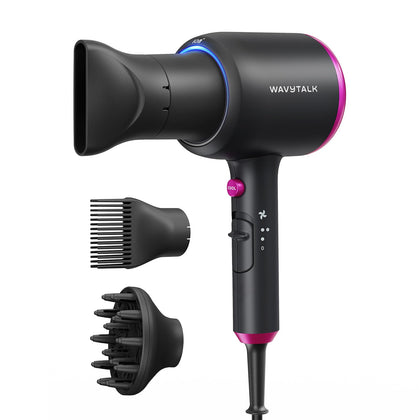 Wavytalk Blown Away Ionic Hair Dryer front view with diffuser attached