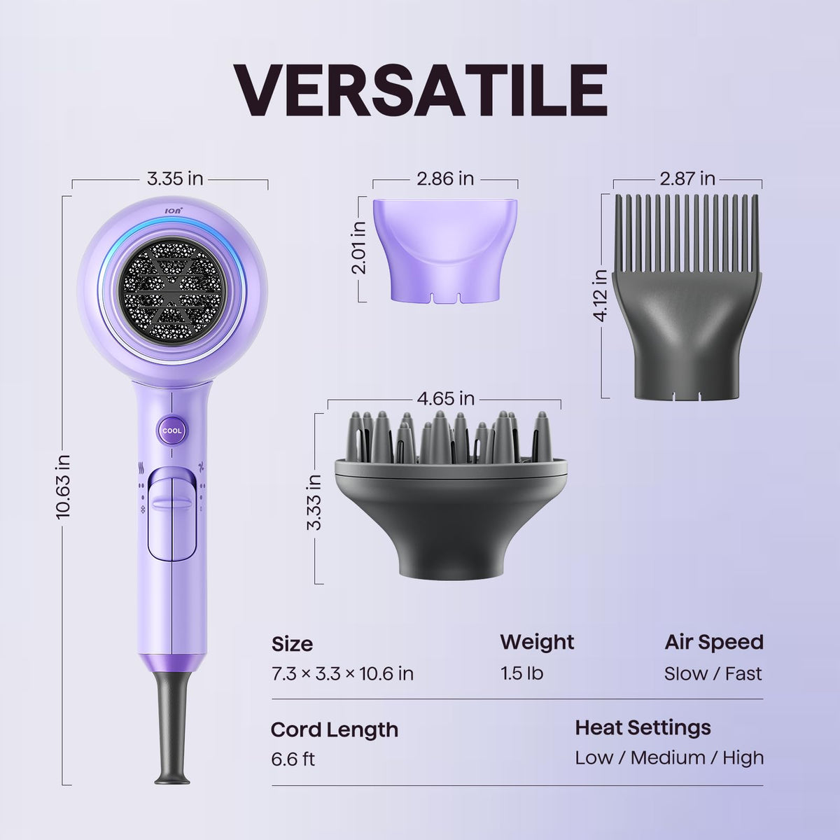 wavytalk Blown Away Ionic Hair Dryer in use with model