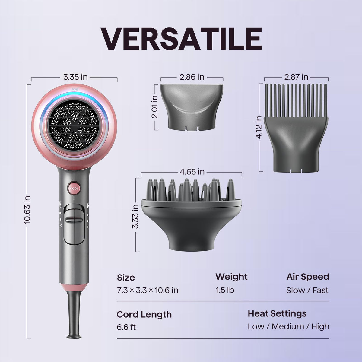 wavytalk Blown Away Ionic Hair Dryer side view