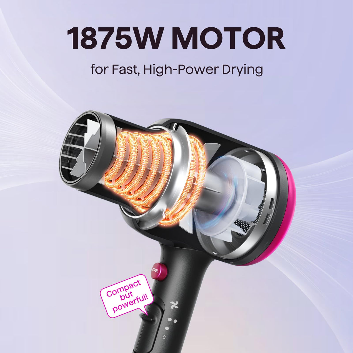 Wavytalk Blown Away Ionic Hair Dryer with concentrated nozzle attachment
