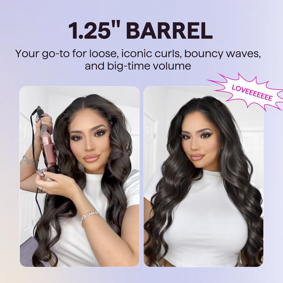 Wavytalk curling iron with temperature settings visible