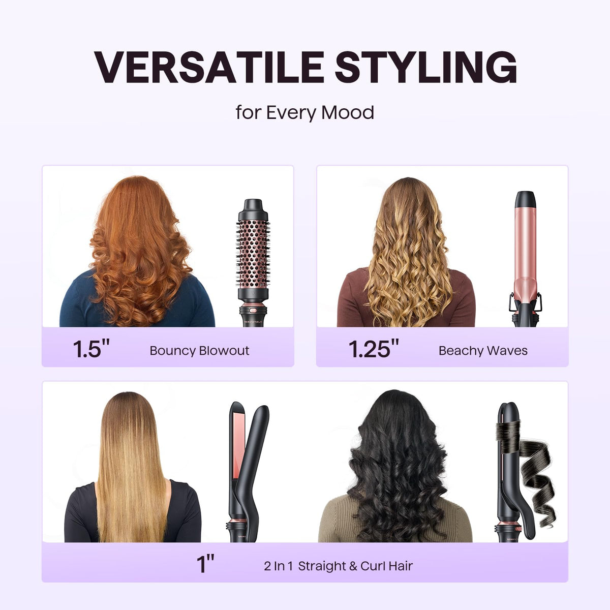Wavytalk curling wand set showing the thermal brush and curling iron