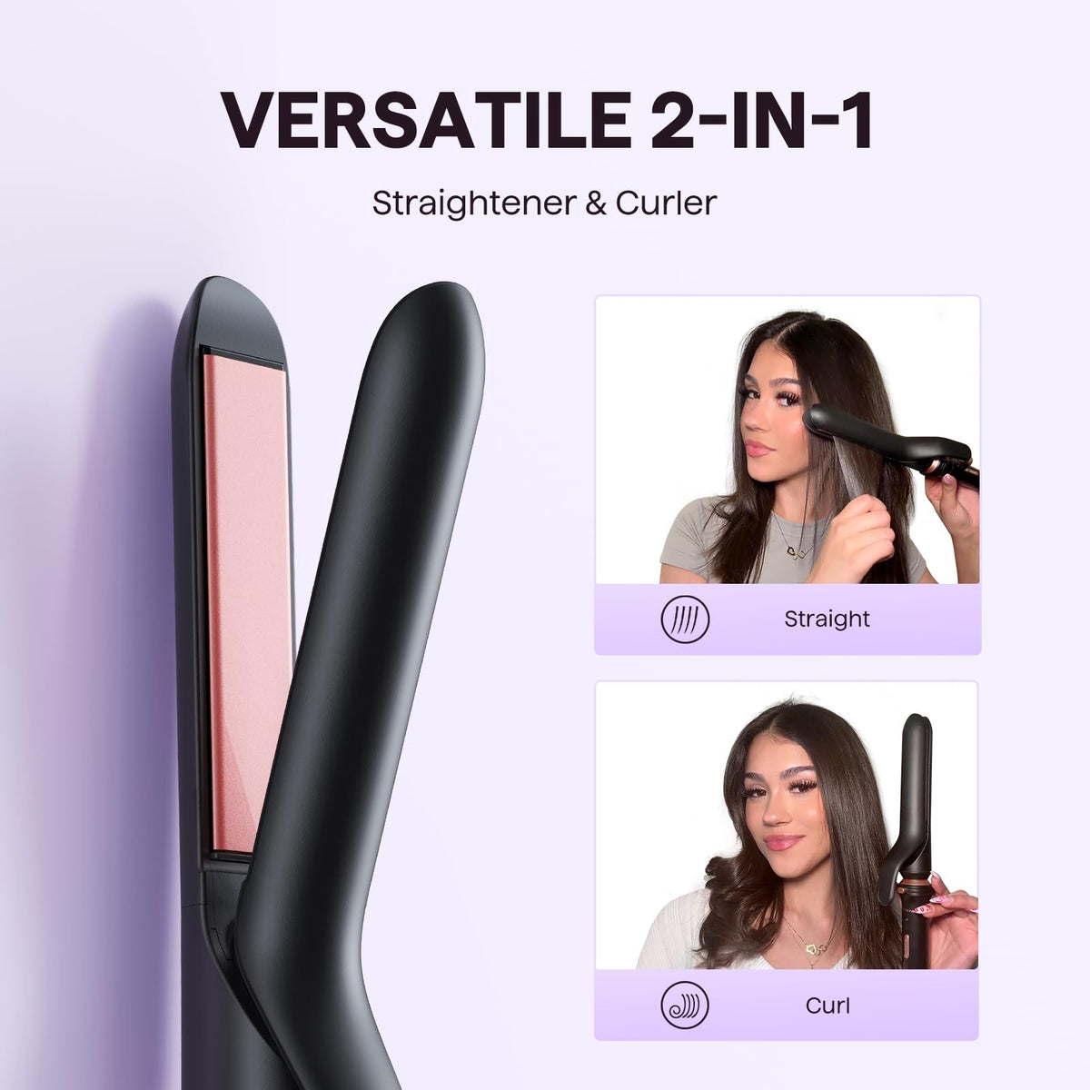 Wavytalk curling wand set with multiple styling options displayed