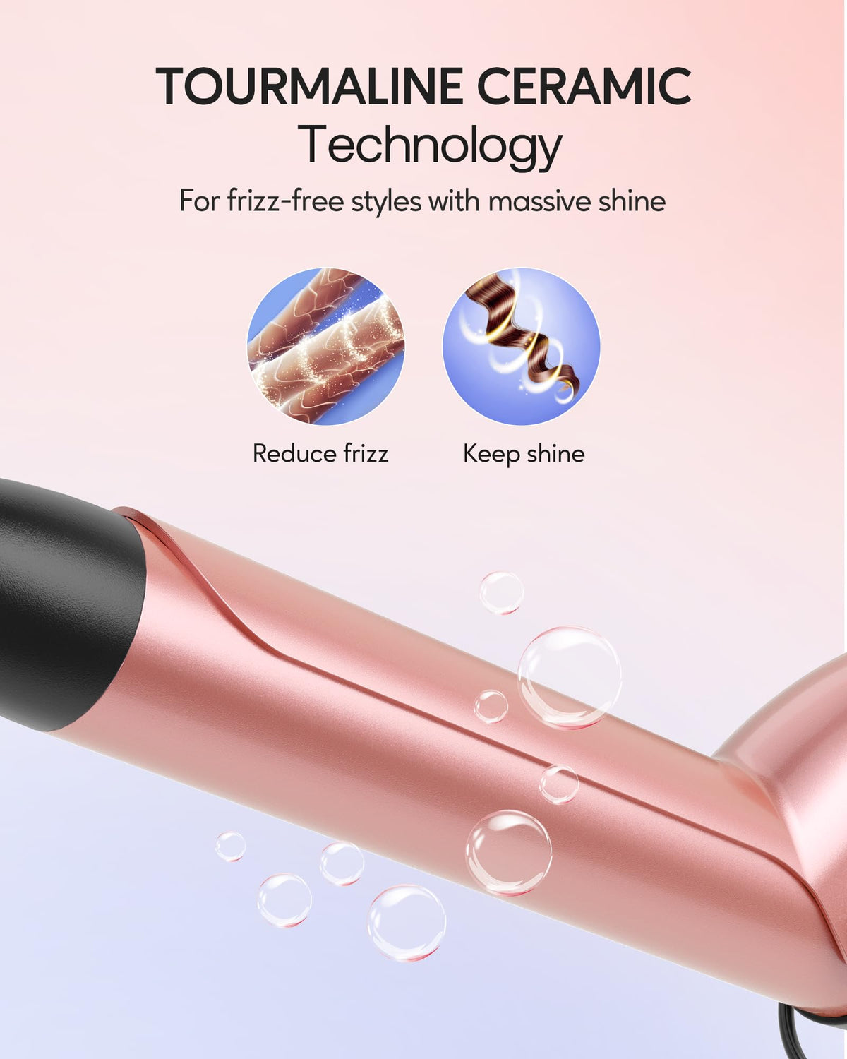 Wavytalk curling wand with 1 inch barrel creating loose waves