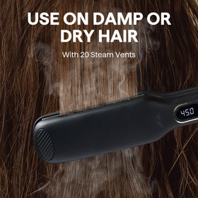 Wavytalk hair straightener in use on long hair