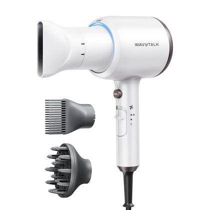 Wavytalk Ionic Hair Dryer front view with diffuser attachment