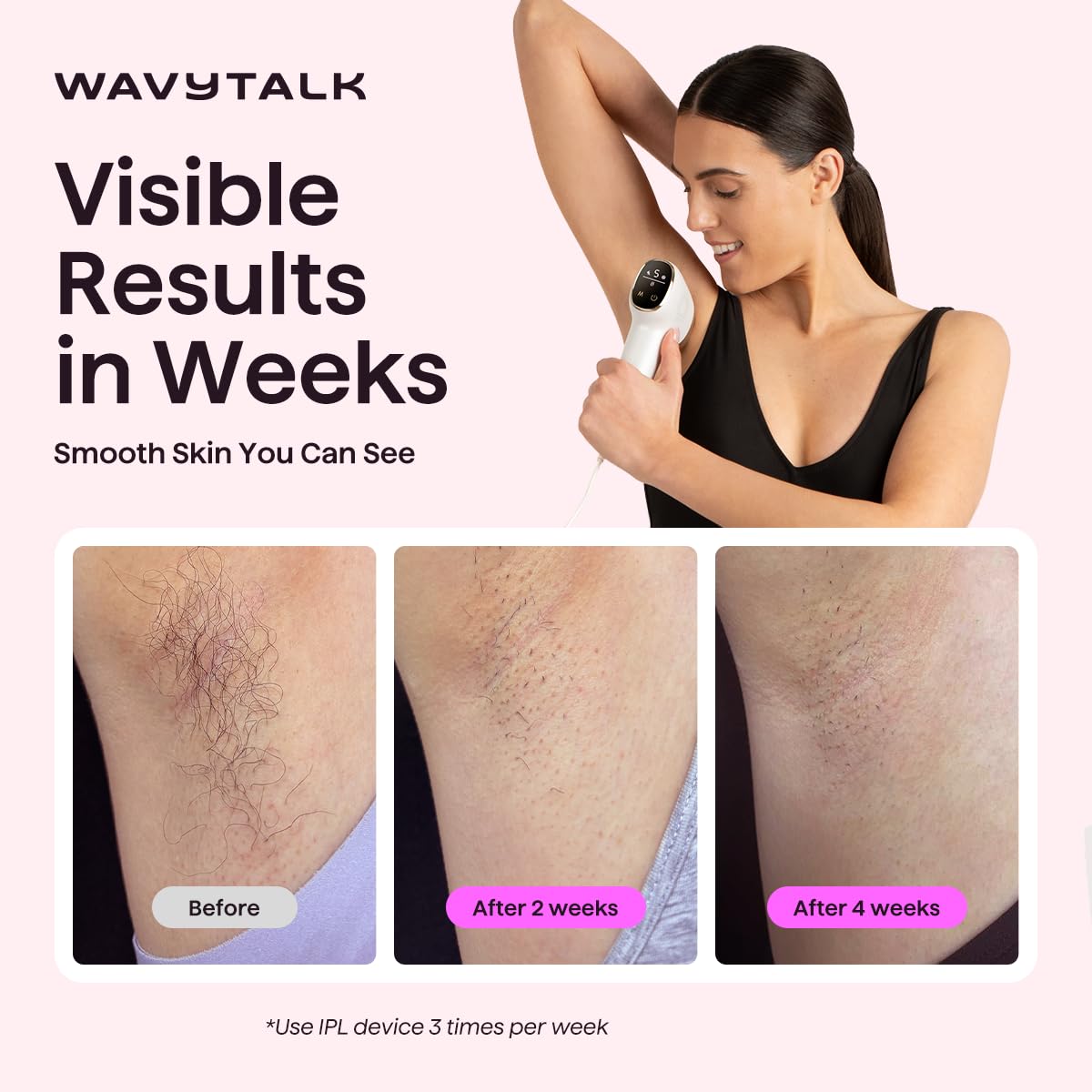 Wavytalk IPL Hair Removal Device side view showing control panel