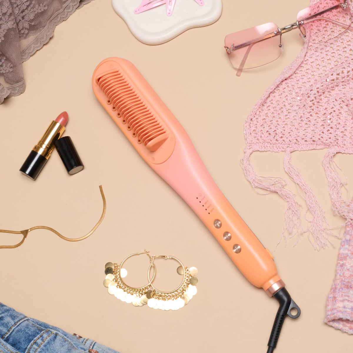 Wavytalk keychain mirror and comb accessory