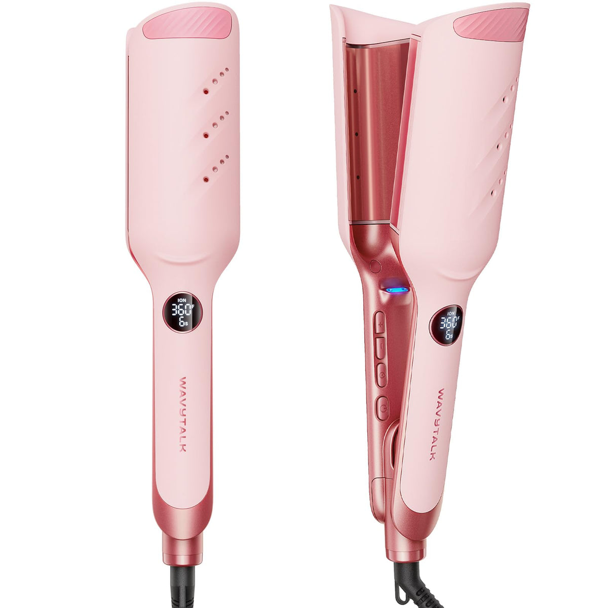 Wavytalk Power Wave Hair Crimper front view with dual-barrel design
