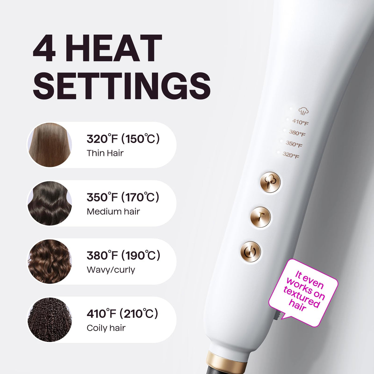 Wavytalk Pro Steam Hair Straightener Brush temperature settings display