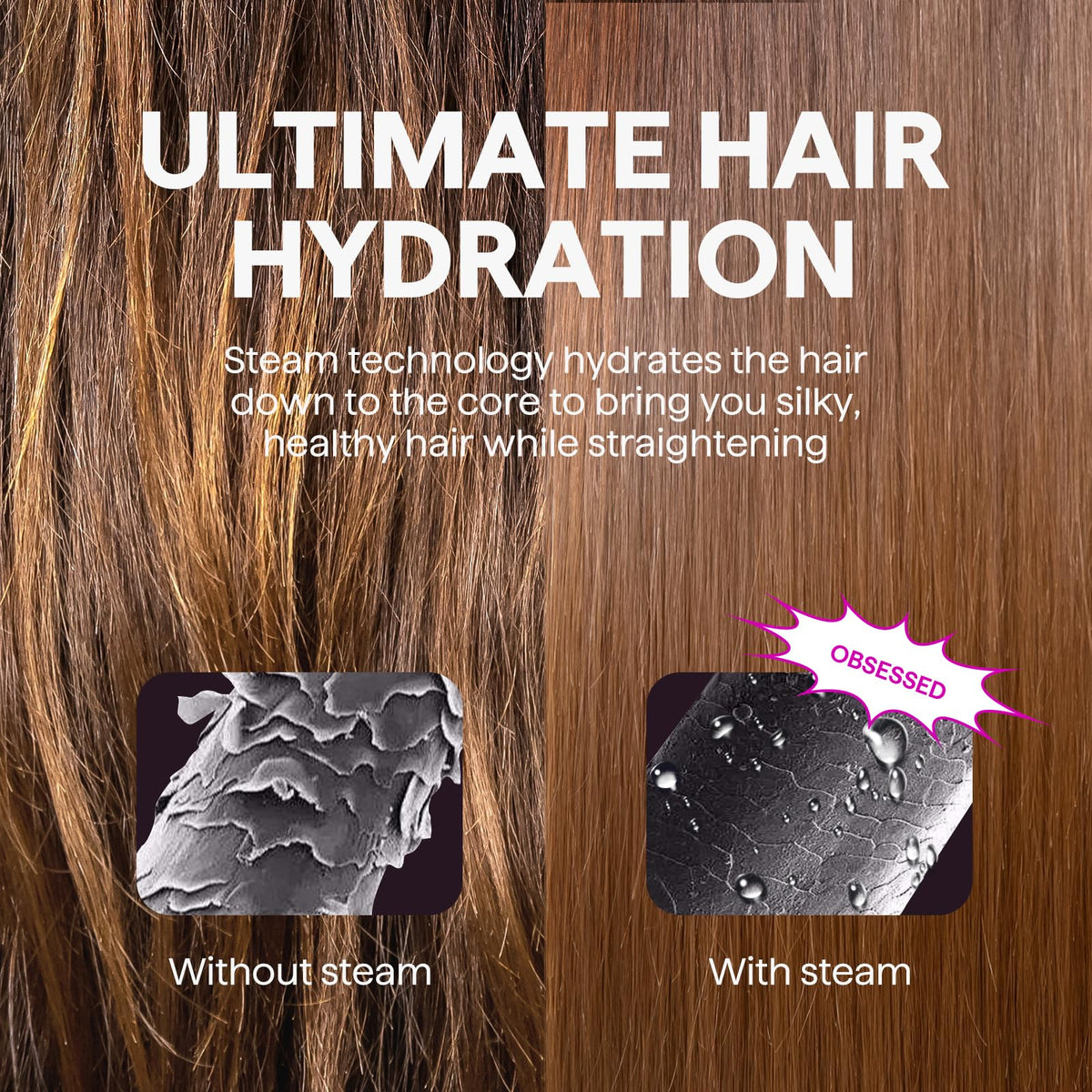 Wavytalk Pro Steam Hair Straightener Brush with steam feature