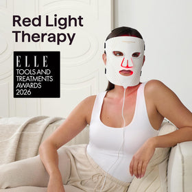 wavytalk Red Light Therapy Mask back view with USB-C charging cable