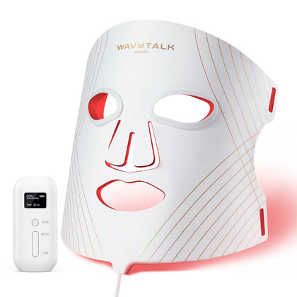 wavytalk Red Light Therapy Mask front view with LED lights