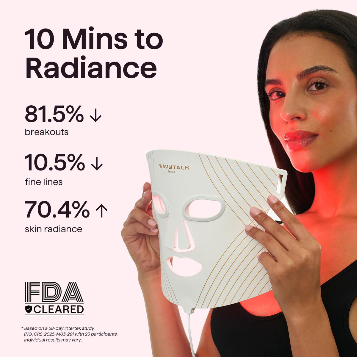 wavytalk Red Light Therapy Mask side view showing adjustable straps