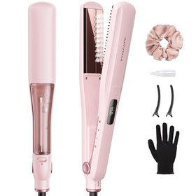 wavytalk Steam Hair Straightener front view with comb attached