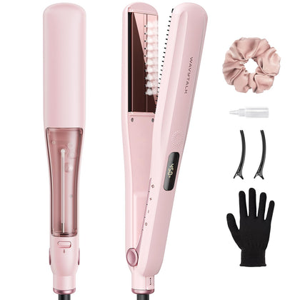 wavytalk Steam Hair Straightener front view with comb attached
