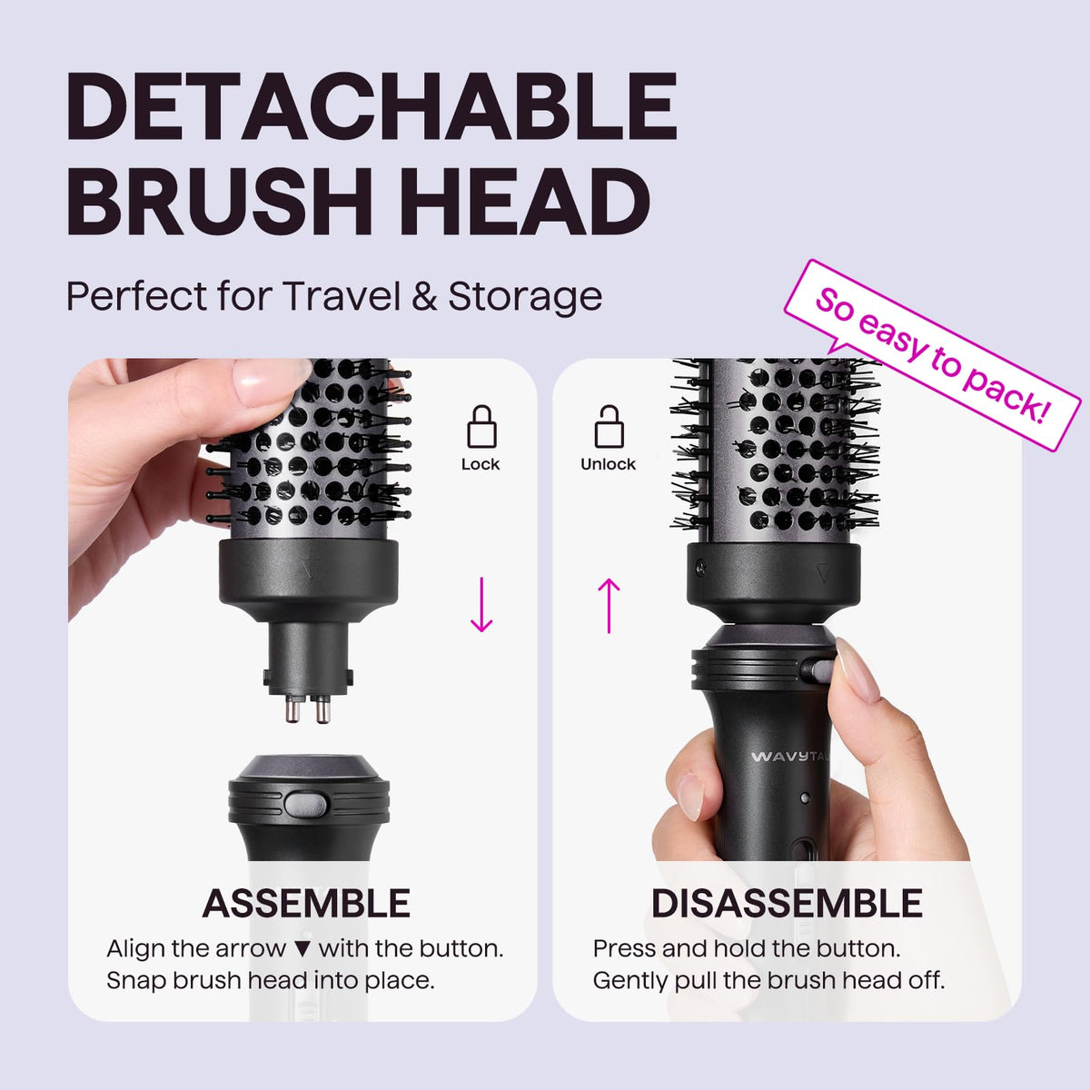 Wavytalk Thermal Brush 1.5 inch close-up of temperature settings