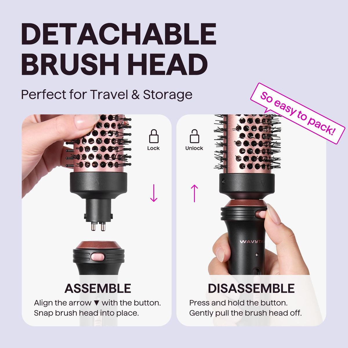 wavytalk Thermal Brush 1.5 inch displaying temperature settings