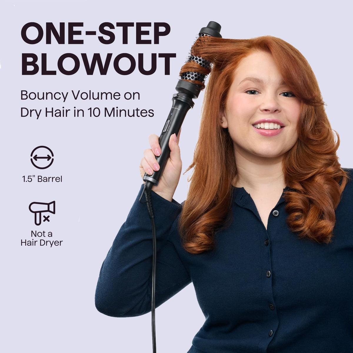 Wavytalk Thermal Brush 1.5 inch side view showing heated bristles